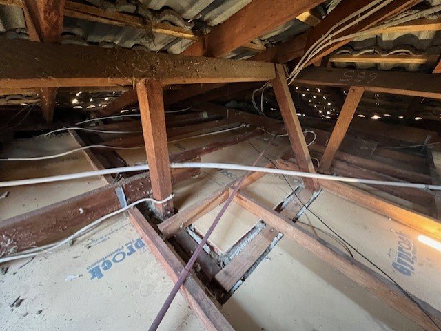After insulation removal in roof space
