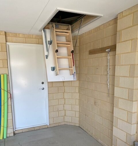 Attic ladder panel open